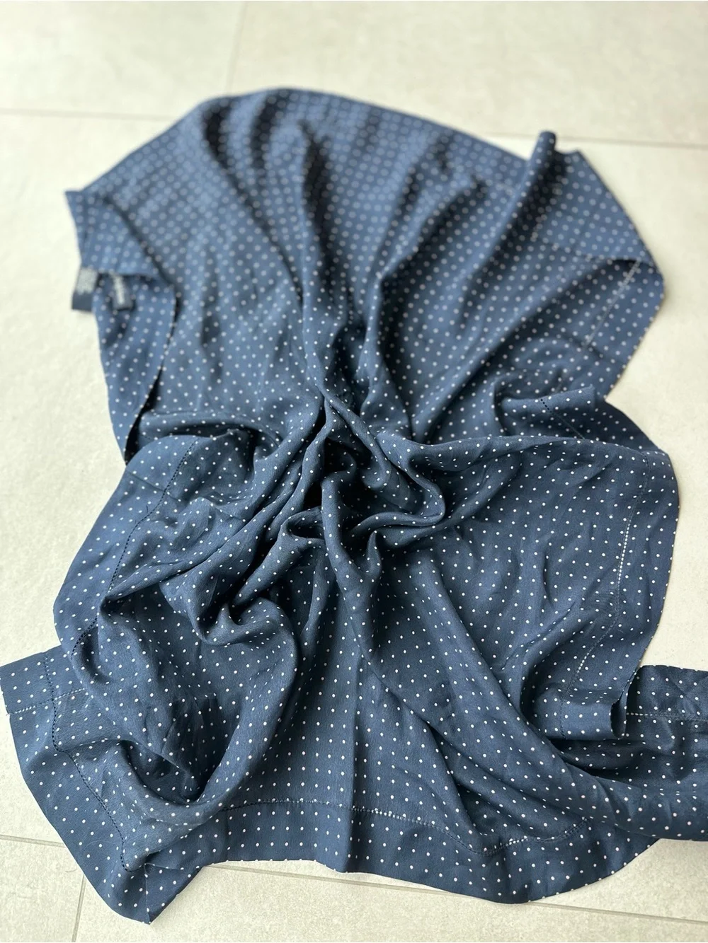 Ralph Lauren Navy with White Polka Dot scarf silk